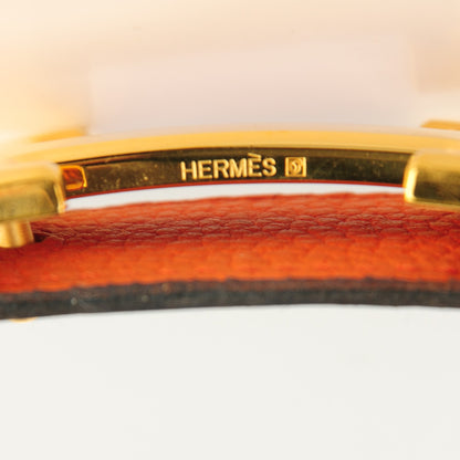 Hermes Box Togo 32mm H Belt Black Orange 100 7 of 9