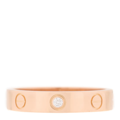 Cartier 18K Pink Gold Diamond 4mm LOVE Wedding Band Ring 53 6.5 1 of 4