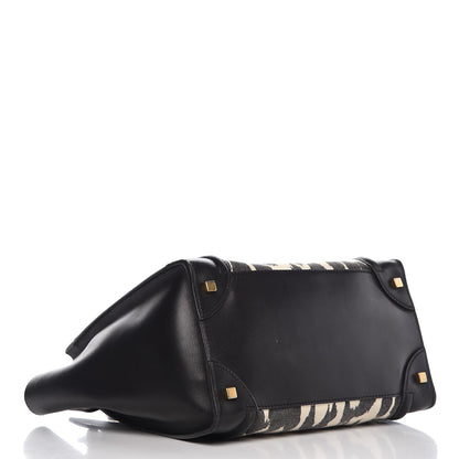 Celine Canvas Smooth Calfskin Leopard Print Mini Luggage Black 4 of 14