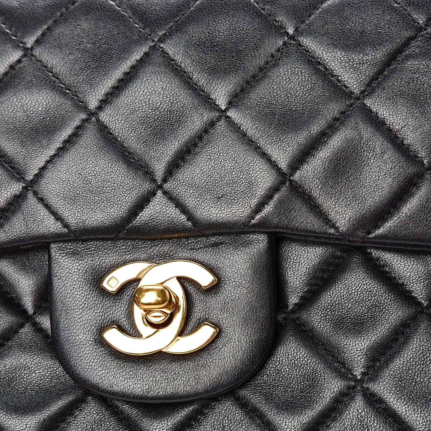 Lambskin Quilted Small Double Flap Black