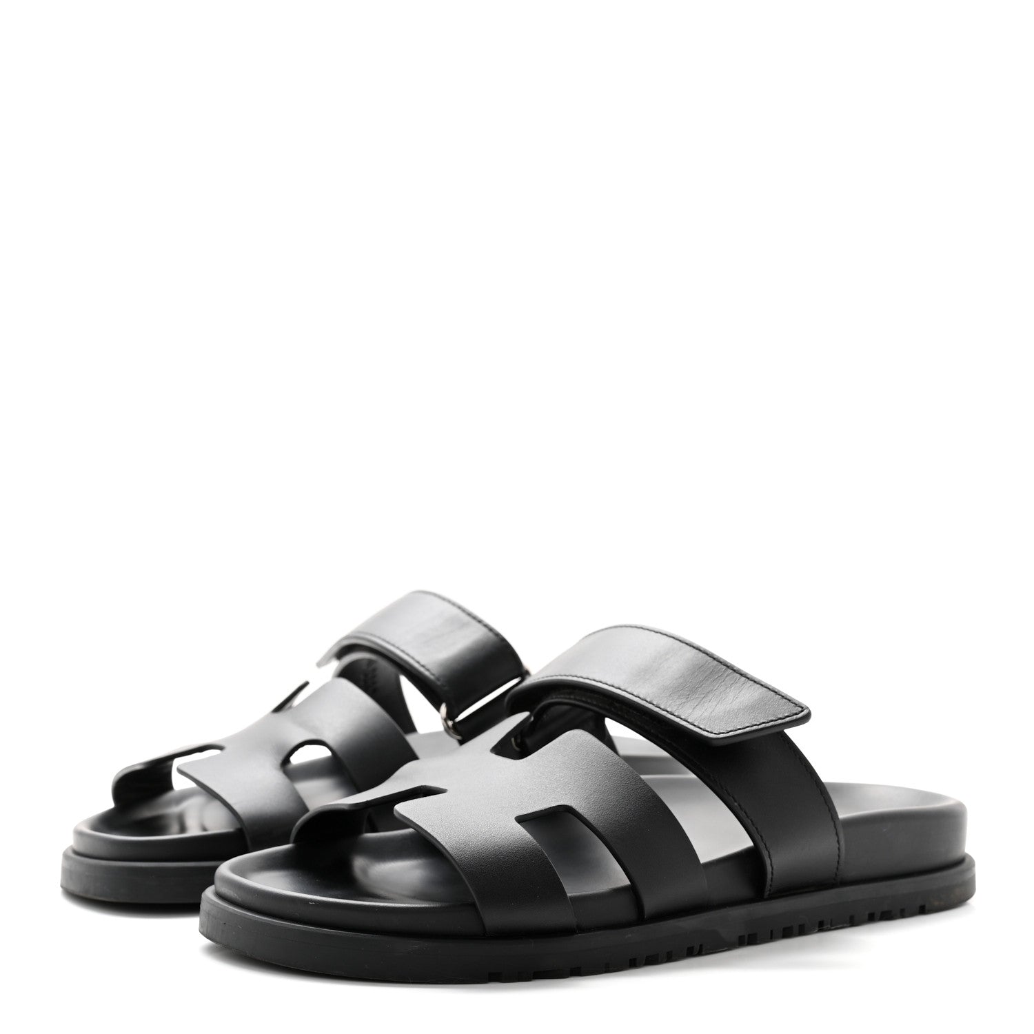 Hermes Calfskin Womens Chypre Sandals 35.5 Black 3 of 14
