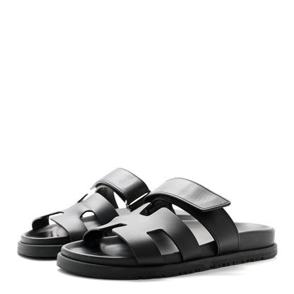 Hermes Calfskin Womens Chypre Sandals 35.5 Black 3 of 14