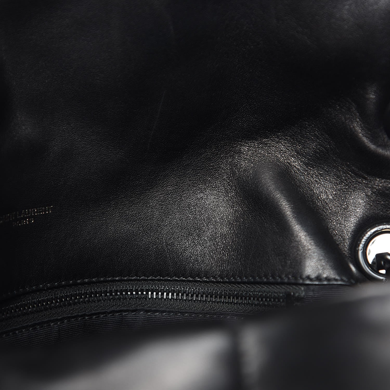 Saint Laurent Lambskin Quilted Medium Loulou Puffer Monogram Chain Satchel Black 17 of 17