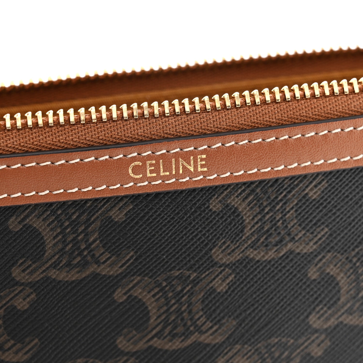 Celine Triomphe Calfskin Long Pouch With Strap Tan 6 of 9