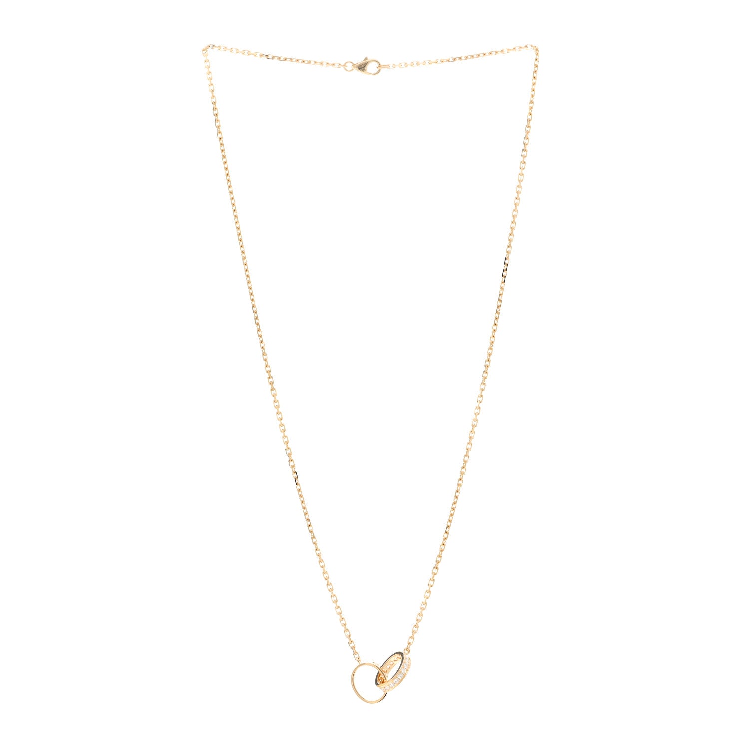 Cartier 18K Yellow Gold Diamond Interlocking LOVE Necklace 3 of 5