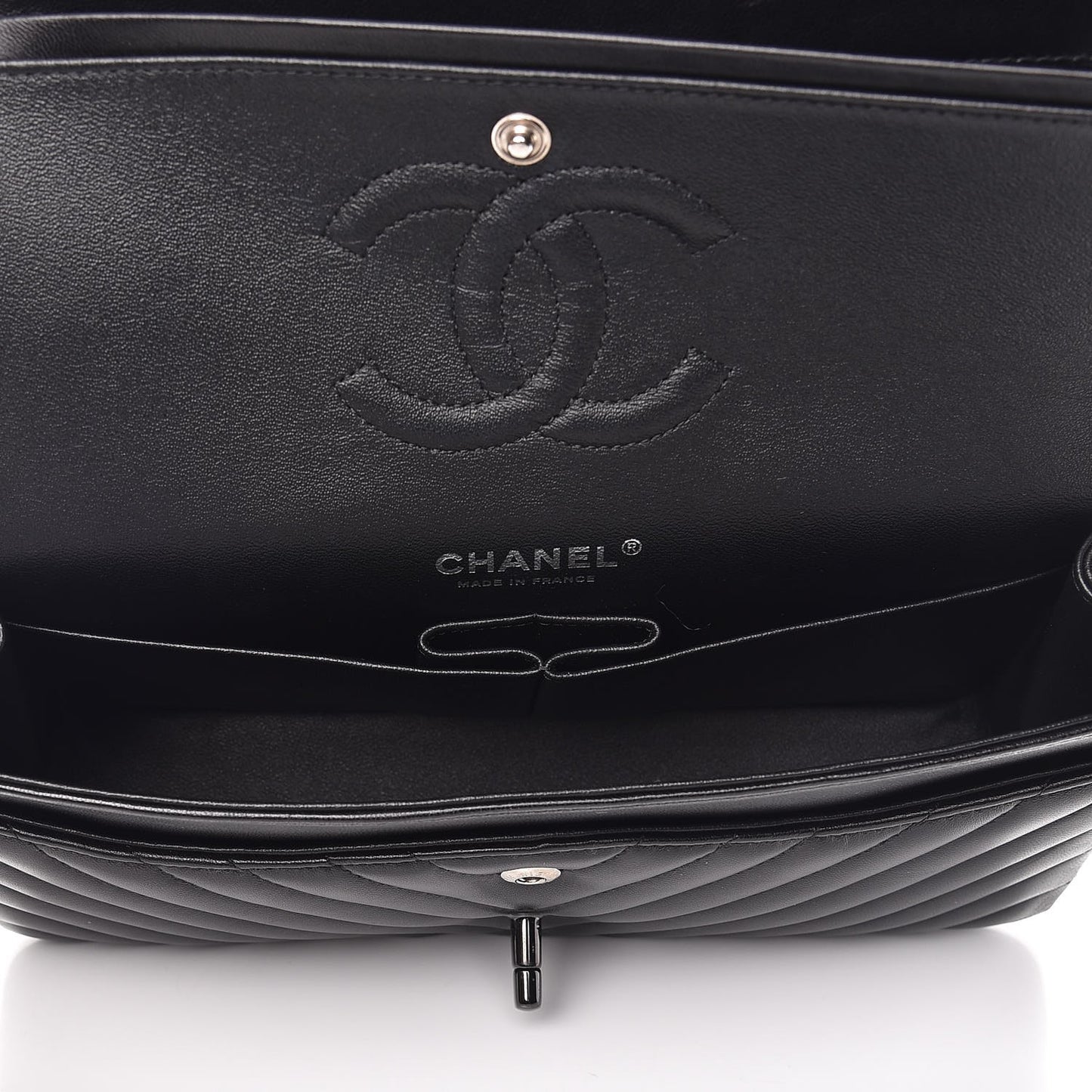 Lambskin Chevron Quilted Medium Double Flap So Black