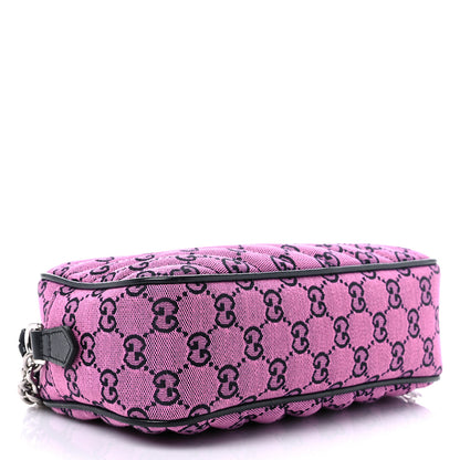 Gucci Monogram Multicolor Matelasse Diagonal Small GG Marmont Chain Shoulder Bag Pink Blue 4 of 9