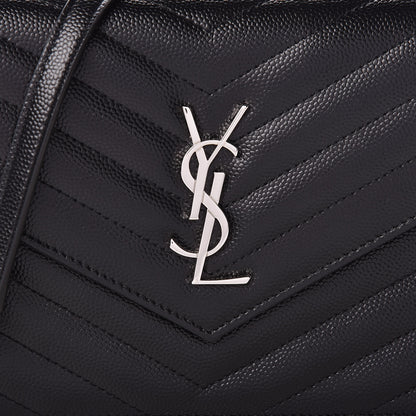 Saint Laurent Grain De Poudre Matelasse Chevron Monogram Envelope Chain Wallet Black 8 of 10