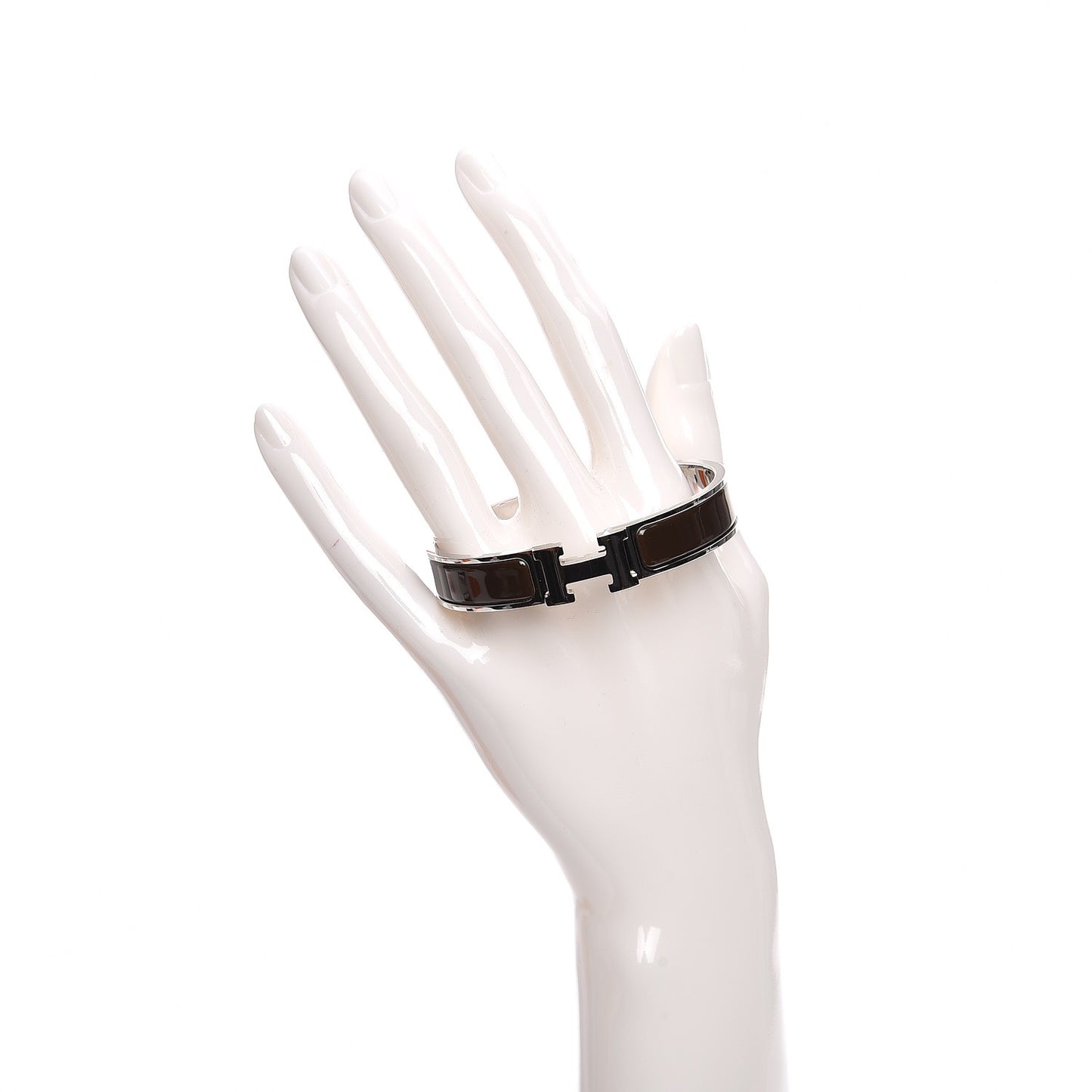 Enamel Narrow Clic Clac H Bracelet GM Chocolate