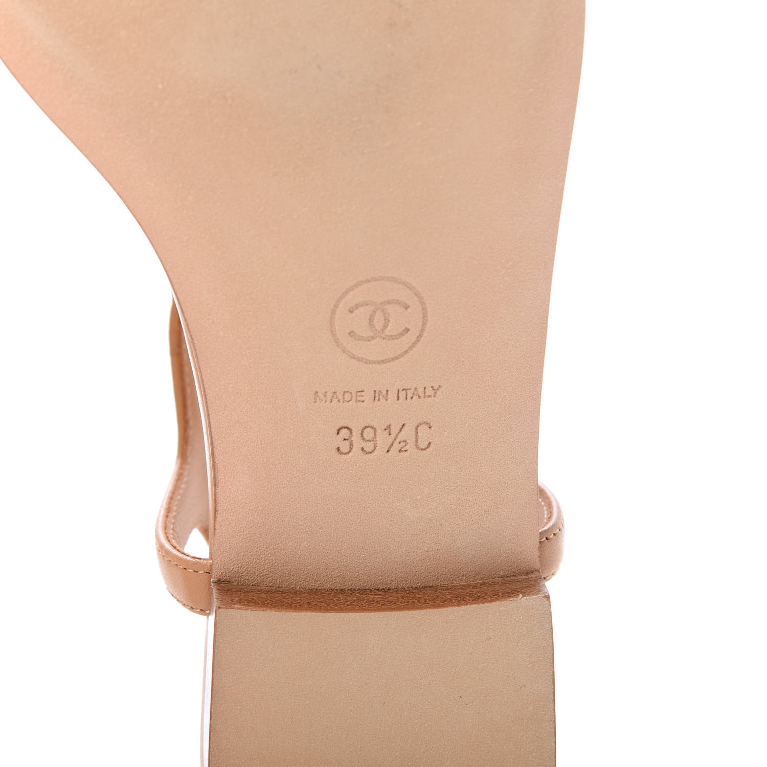 Chanel Lambskin Chain CC Logo Thong Sandals 39.5 Light Brown 6 of 8