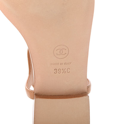 Chanel Lambskin Chain CC Logo Thong Sandals 39.5 Light Brown 6 of 8