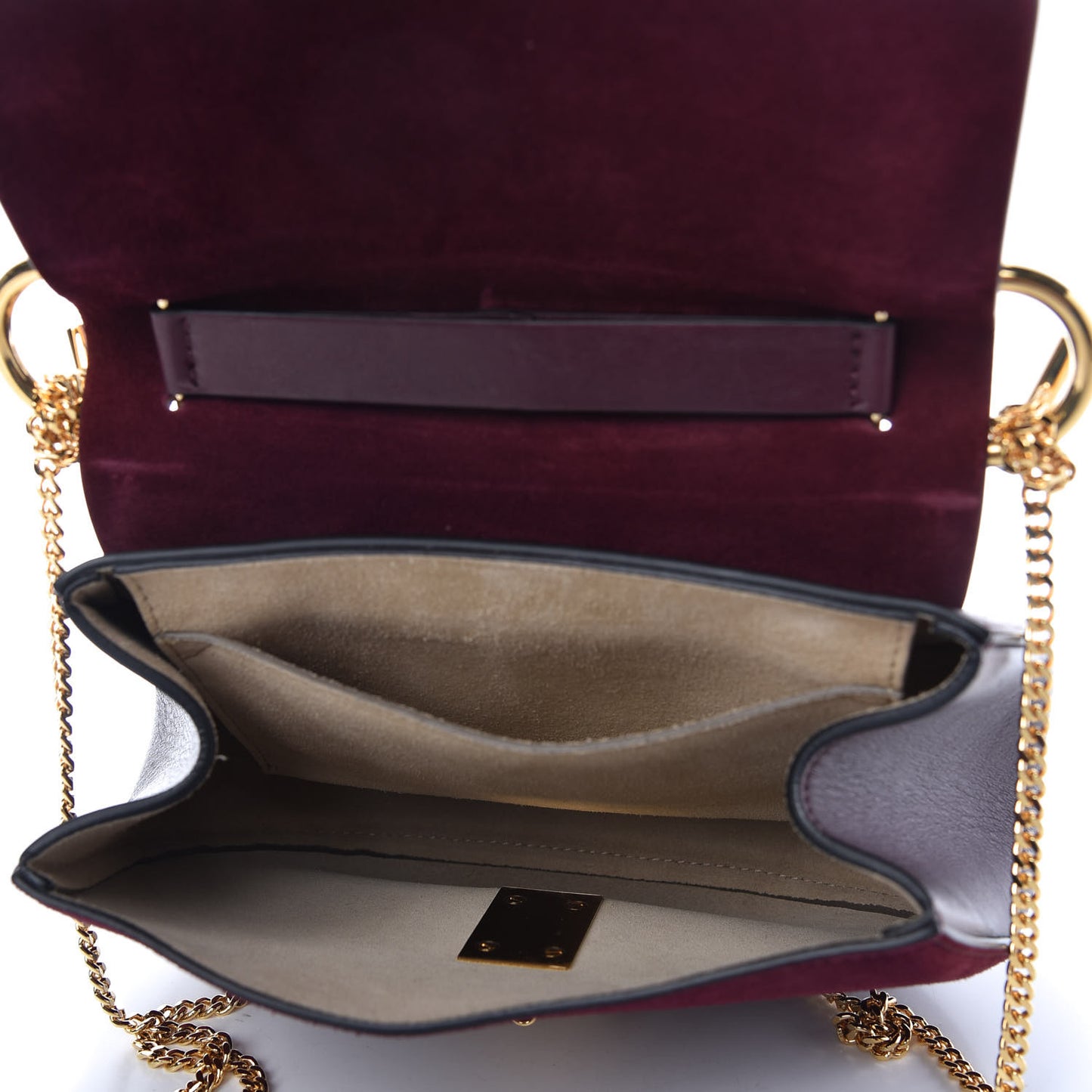 Suede Smooth Calfskin Drew Shoulder Bag Dark Purple