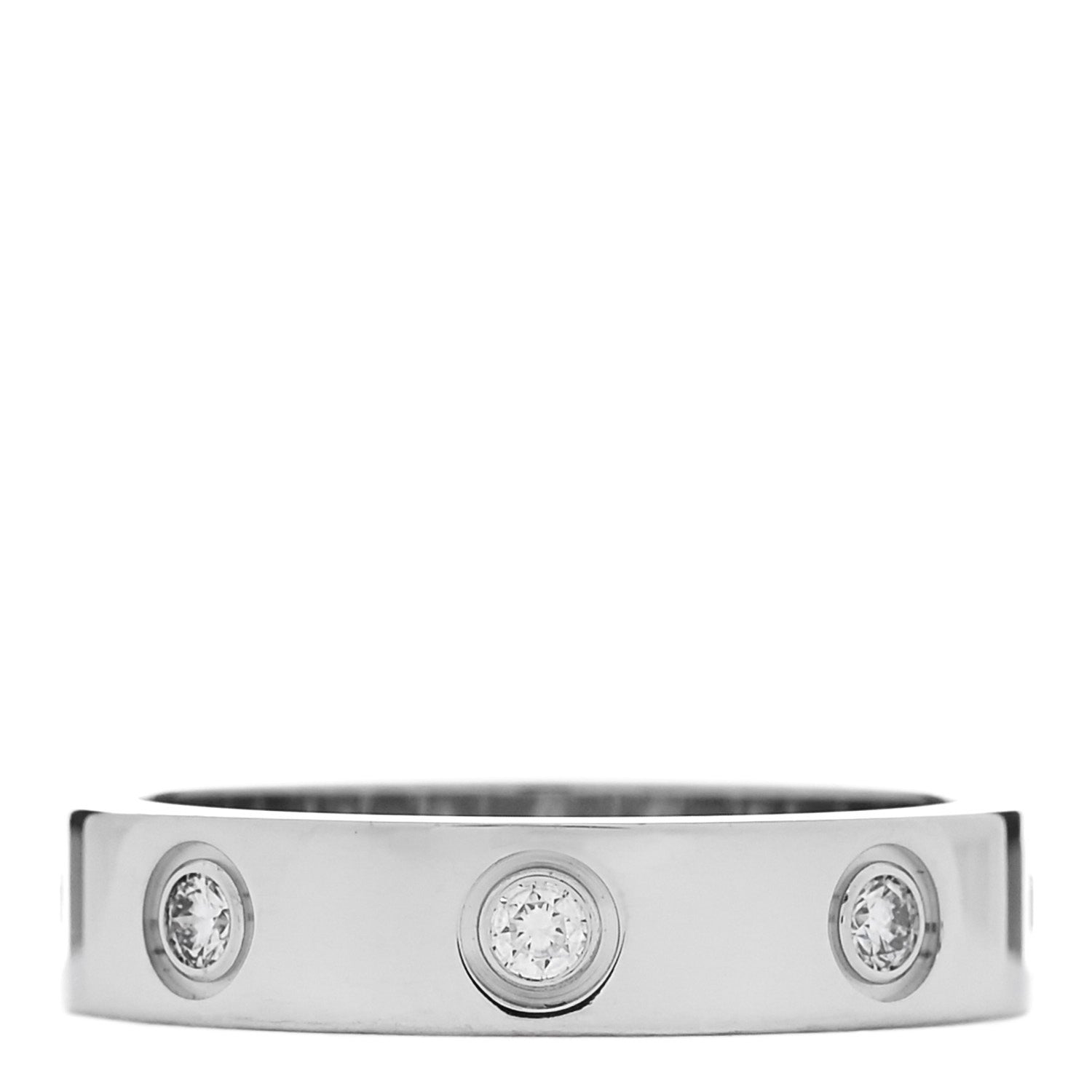 Cartier 18K White Gold 8 Diamond 4mm LOVE Wedding Band Ring 48 4.5 3 of 5