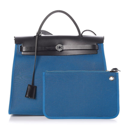 Hermes Vache Hunter Toile Herbag Zip 31 PM Bleu Zanzibar Bleu Indigo 1 of 8