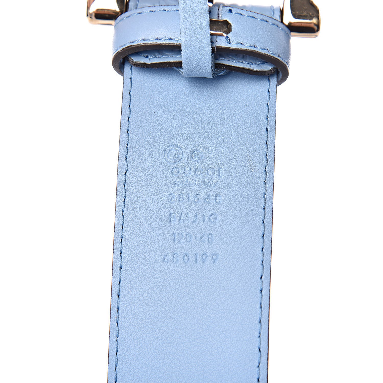 Gucci Soft Microguccissima Margaux Calfskin Belt 120 48 Mineral Blue 4 of 6
