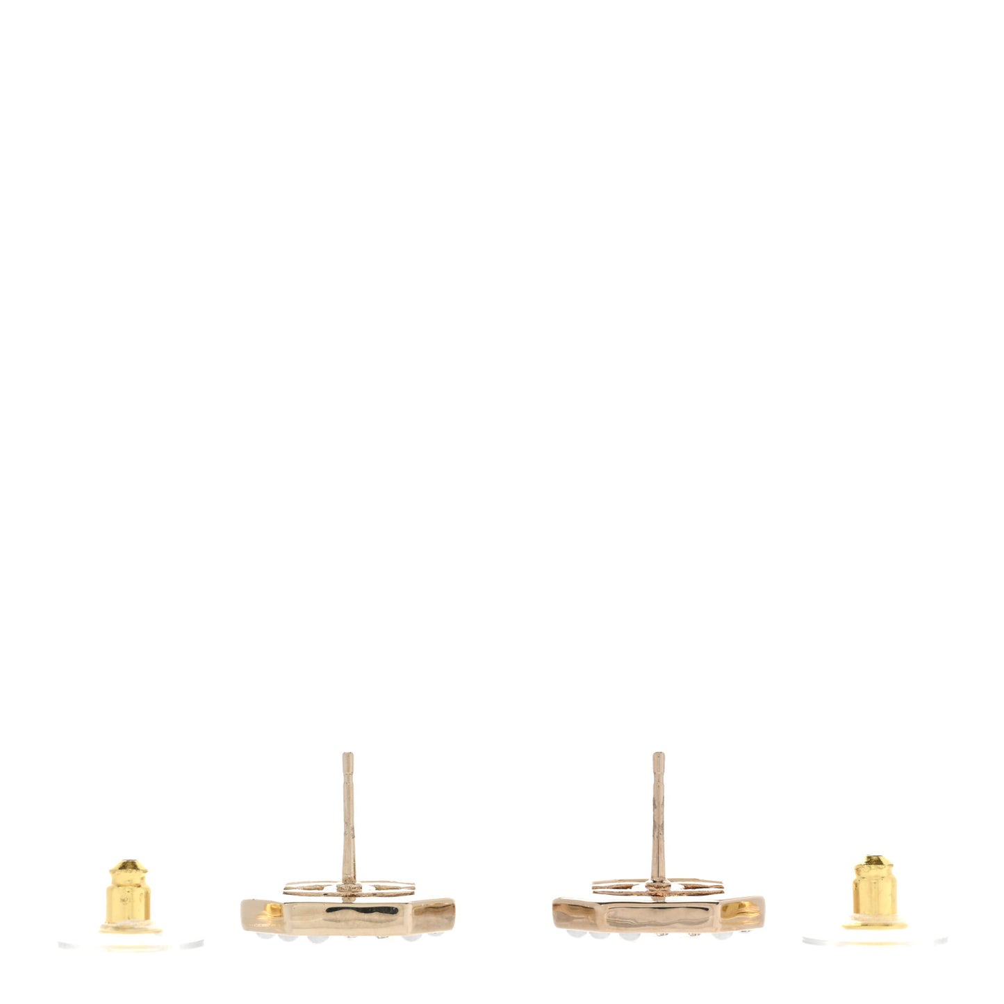 Crystal Pearl CC Geometric Earrings Gold