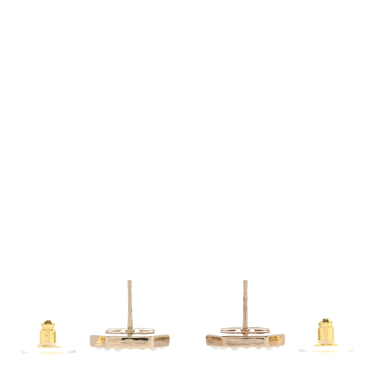 Chanel Crystal Pearl CC Geometric Earrings Gold 3 of 5