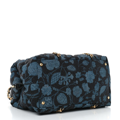 Chanel Denim Printed Destination Chenonceau Shoulder Bag Blue Black 3 of 8