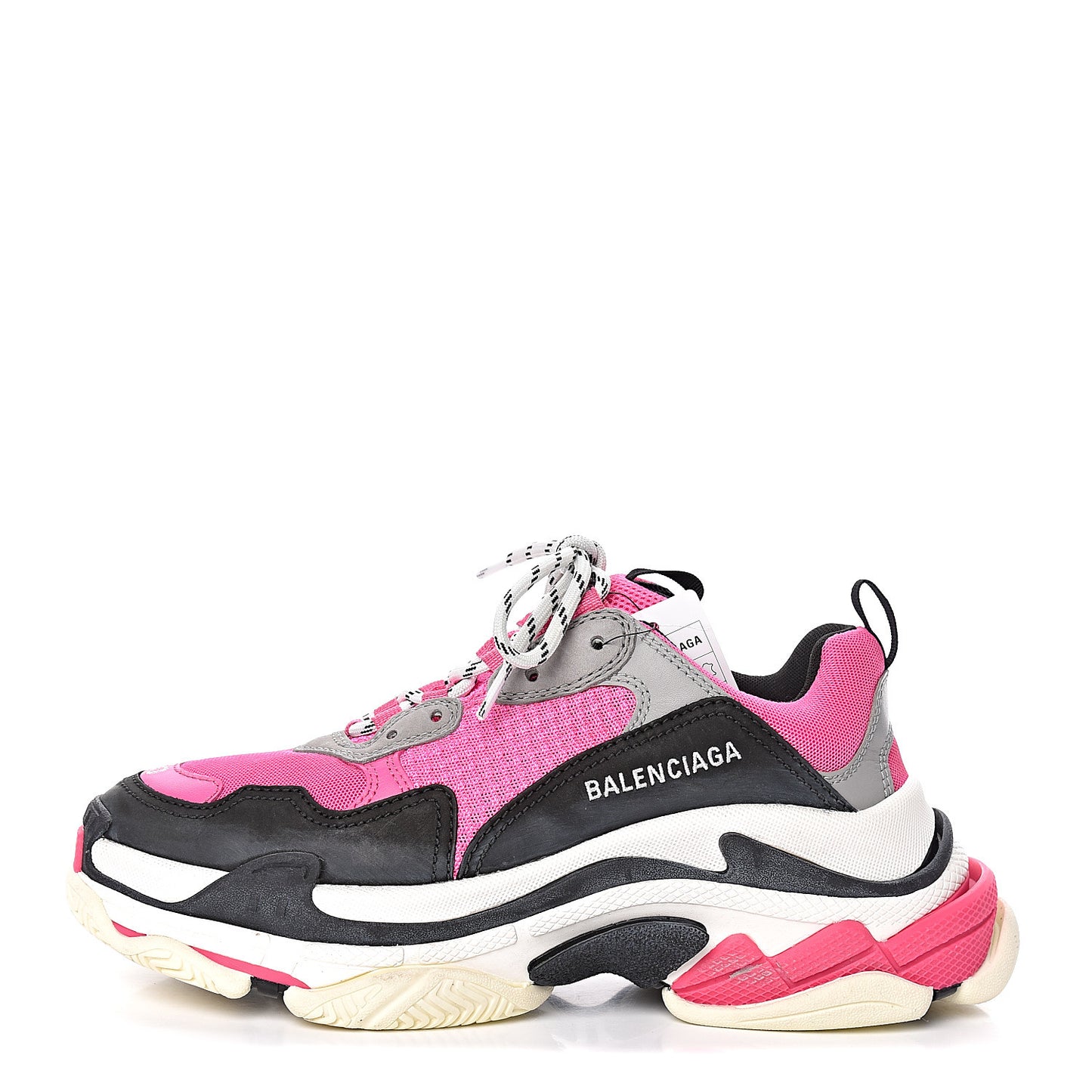 Fabric Mesh Womens Triple S Sneakers 40 Fluo Pink Grey White