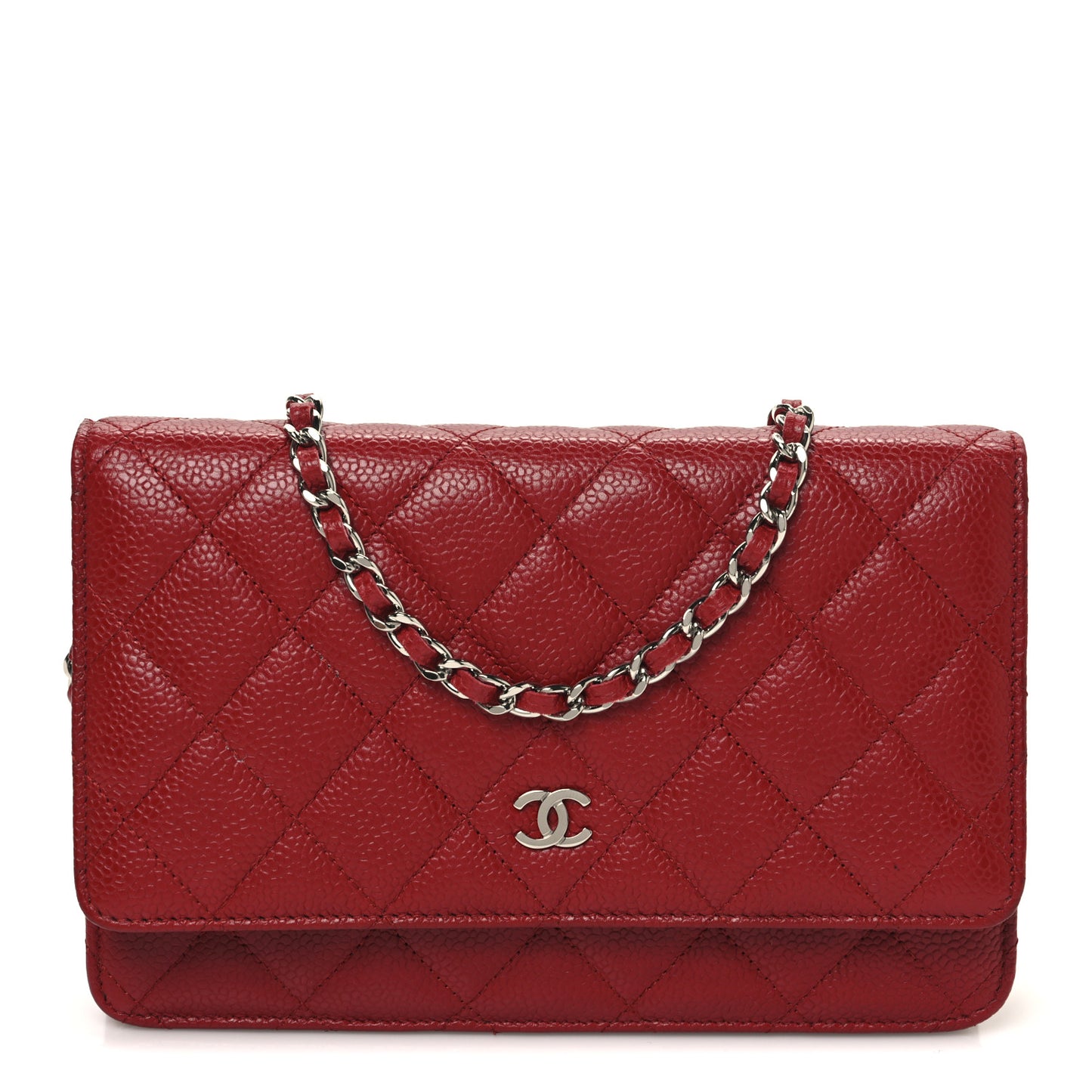 Caviar Quilted Wallet On Chain WOC Red