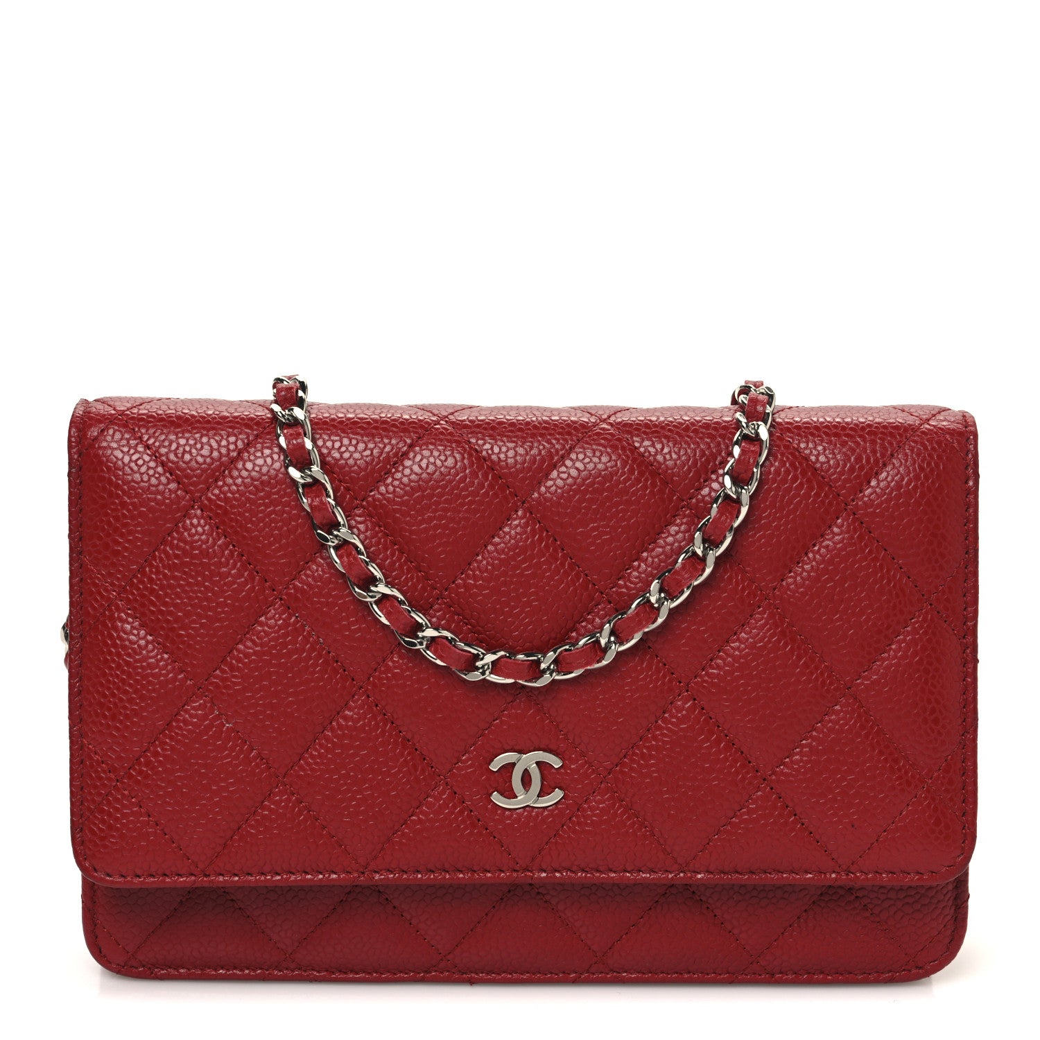 Chanel Caviar Quilted Wallet On Chain WOC Red 1 of 12