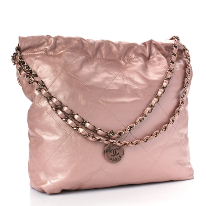 Chanel Metallic Calfskin Quilted Small Chanel 22 Pink 4 of 10