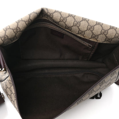 Gucci GG Plus Monogram Medium Double Buckle Flap Messenger Bag Beige Dark Brown 4 of 10