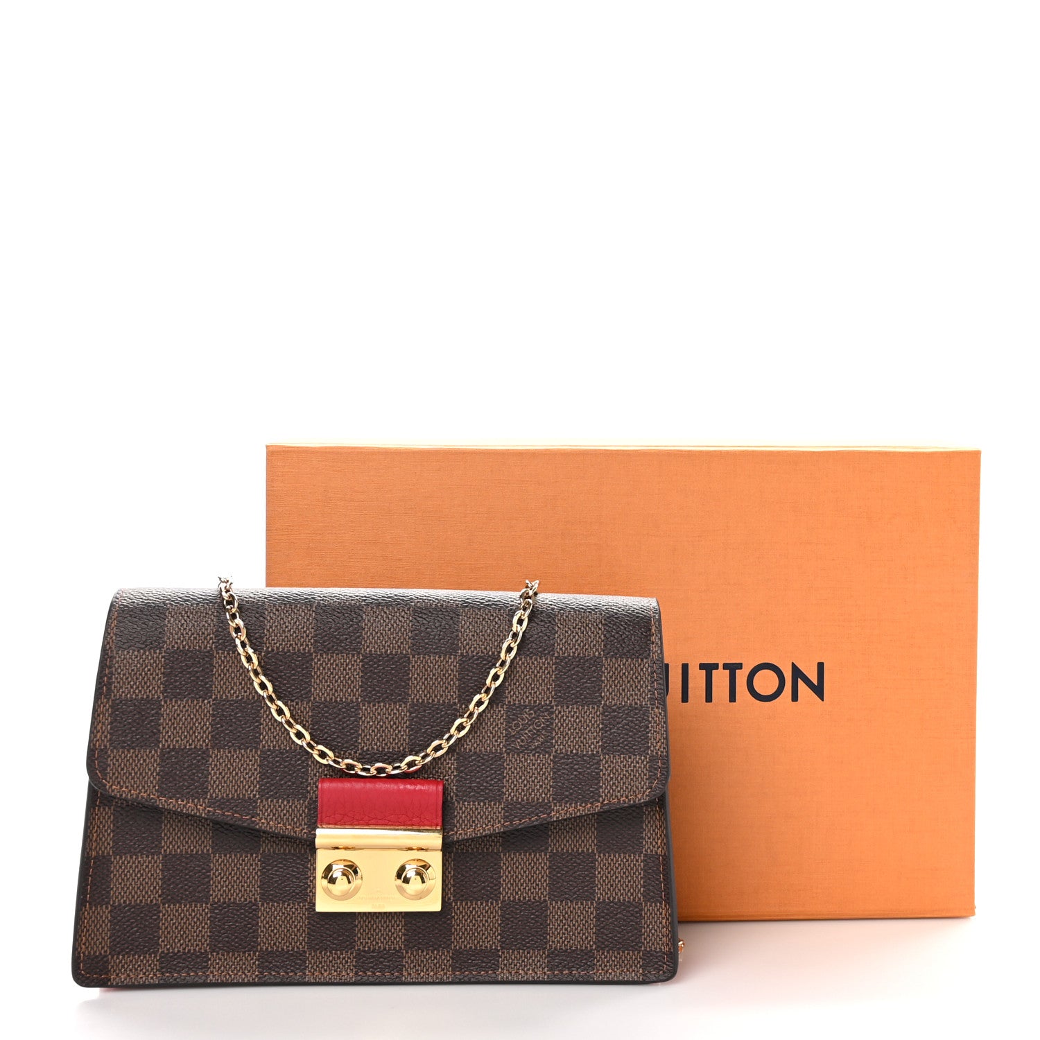 Louis Vuitton Damier Ebene Croisette Chain Wallet Scarlet 10 of 10