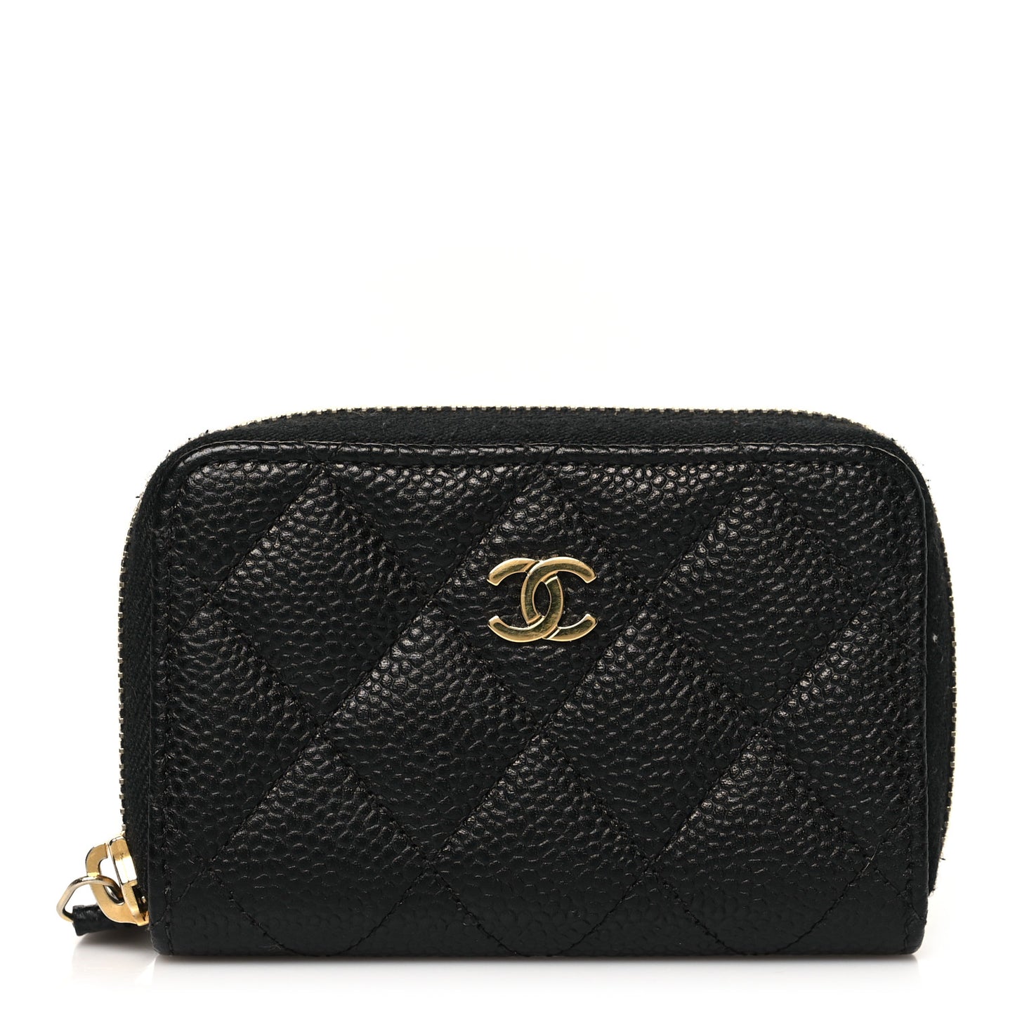 Caviar Quilted Zip Coin Purse Black