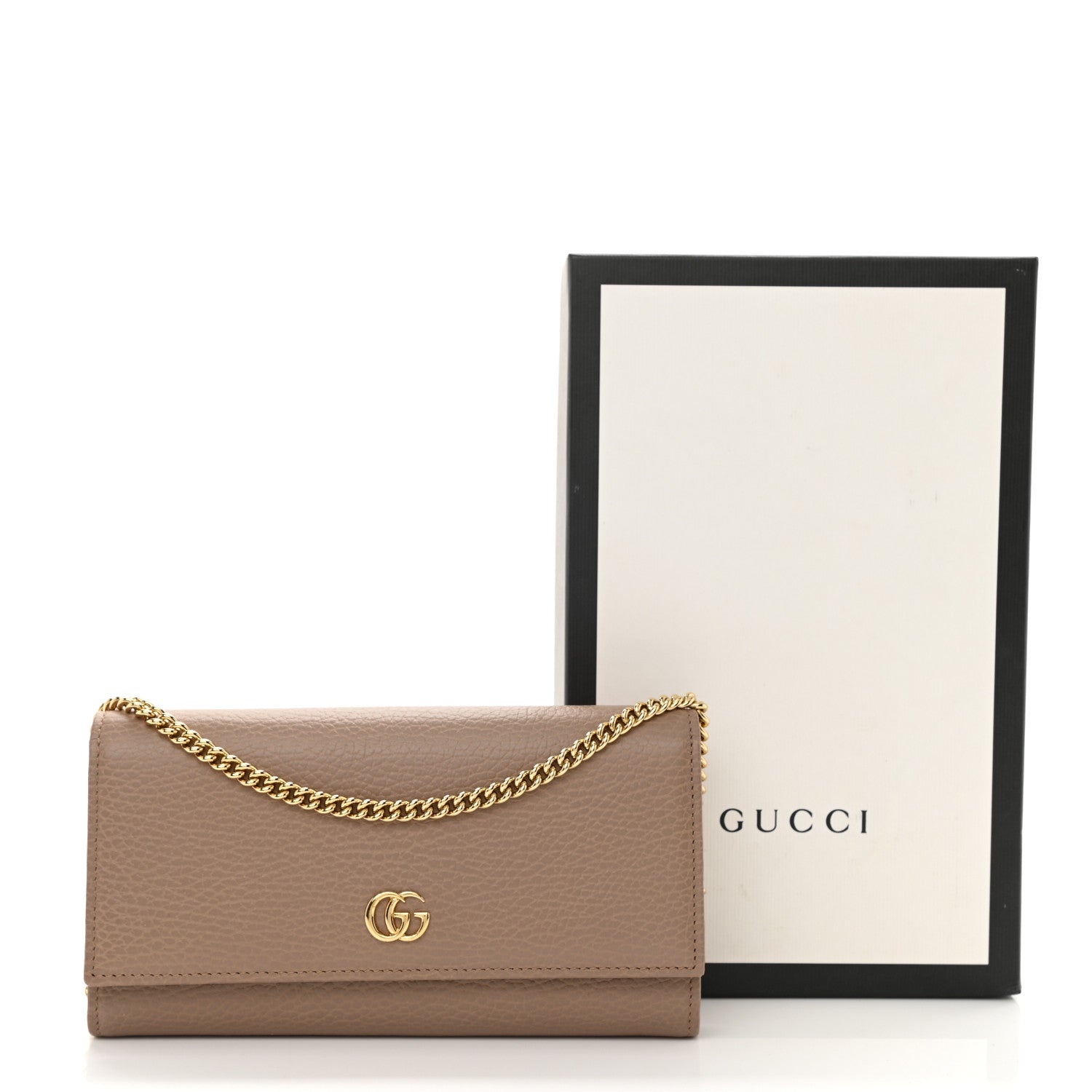 Gucci Dollar Calfskin Petite GG Marmont Wallet Chain Bag Porcelain Rose 9 of 9