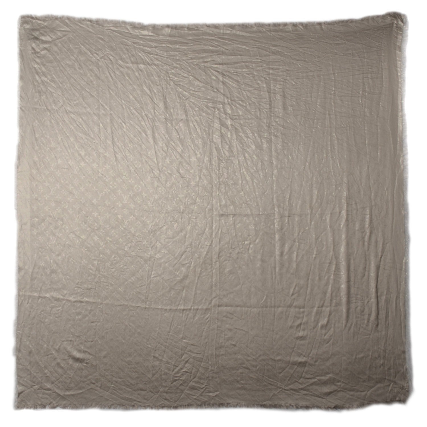 Louis Vuitton Silk Lurex Wool Monogram Shine Shawl Beige 2 of 4