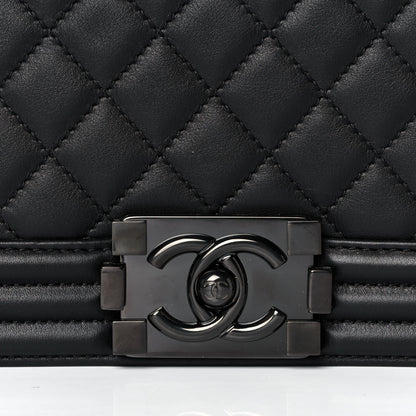 Chanel Calfskin Quilted Medium Boy Flap So Black 10 of 12