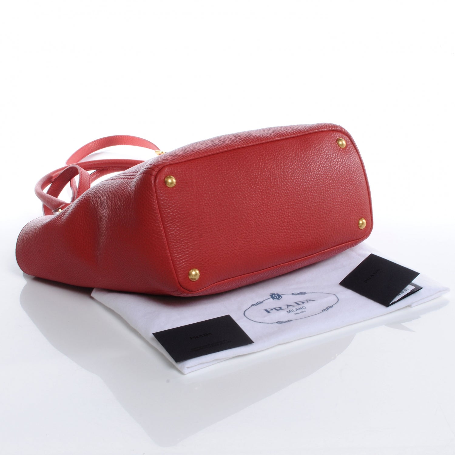 Prada Vitello Daino Convertible Side Pocket Hobo Rosso 4 of 9