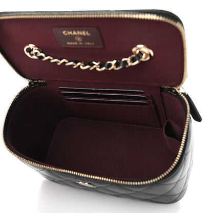 Chanel Lambskin Quilted Small Vanity Case With Chain Black 5 of 9