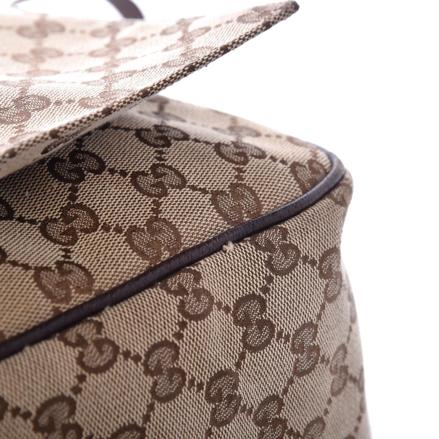 Gucci Monogram Large Flap Messenger Bag Beige Dark Brown 10 of 10