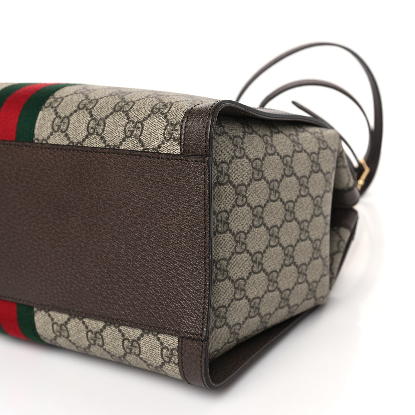 GG Supreme Monogram Web Medium Ophidia Tote Bag Brown