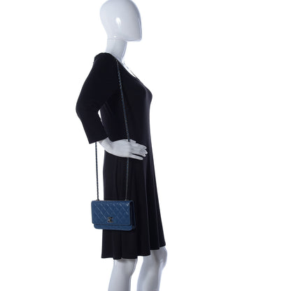 Chanel Lambskin Quilted Trendy CC Wallet On Chain WOC Blue 2 of 16