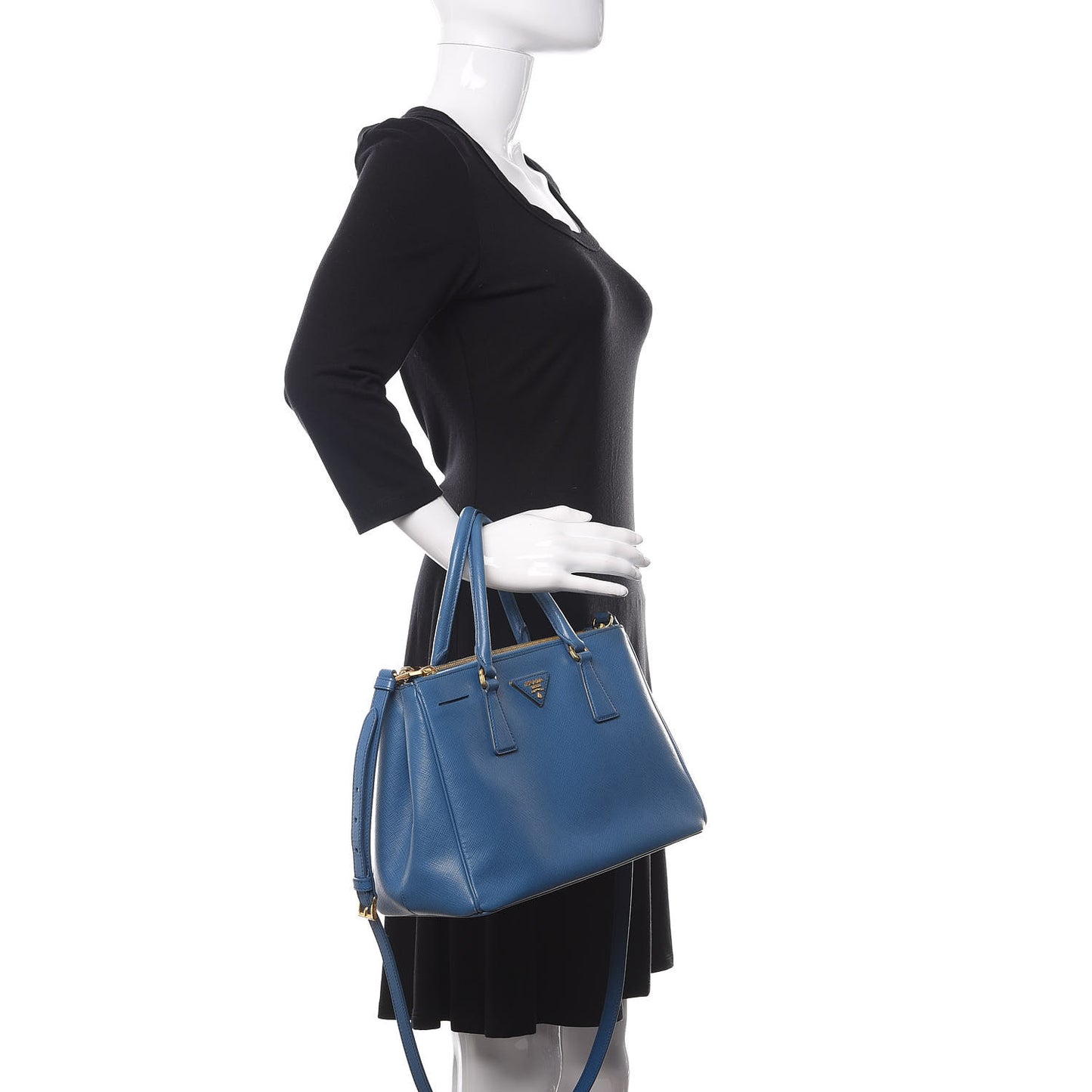 Saffiano Small Galleria Double Zip Tote Bluette