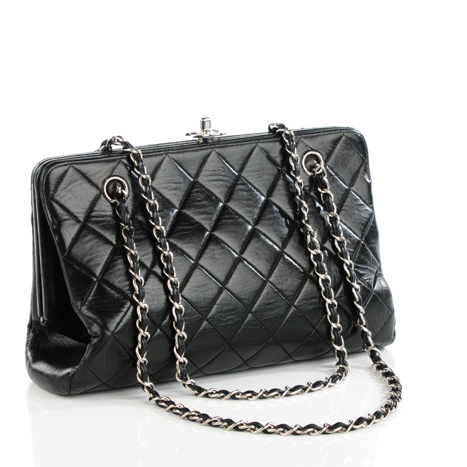 Chanel Lambskin Quilted Frame Shoulder Bag Black 4 of 10