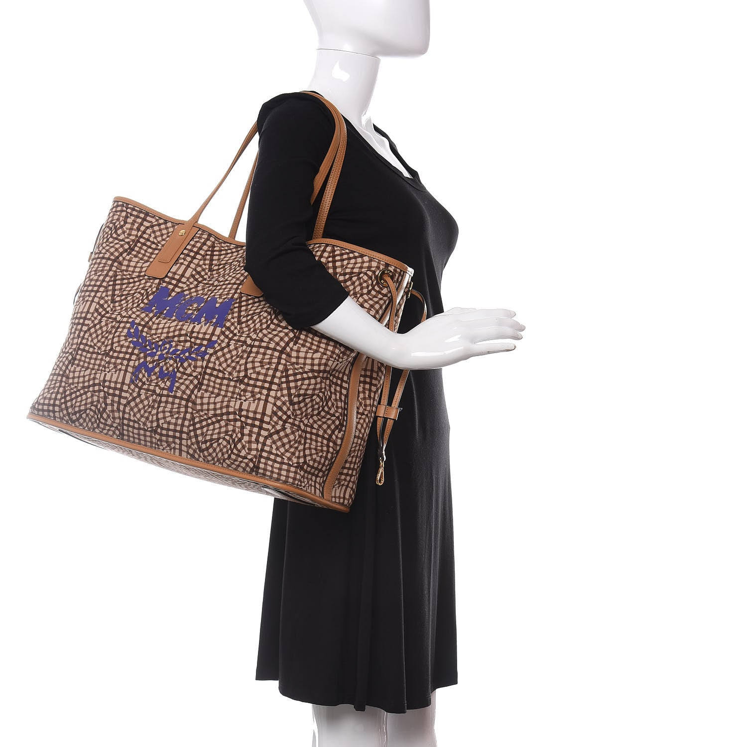MCM Visetos Large Liz Reversible Shopper Tote Cognac 2 of 9