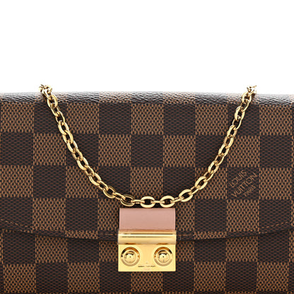 Louis Vuitton Damier Ebene Croisette Chain Wallet Rose Ballerine 8 of 12