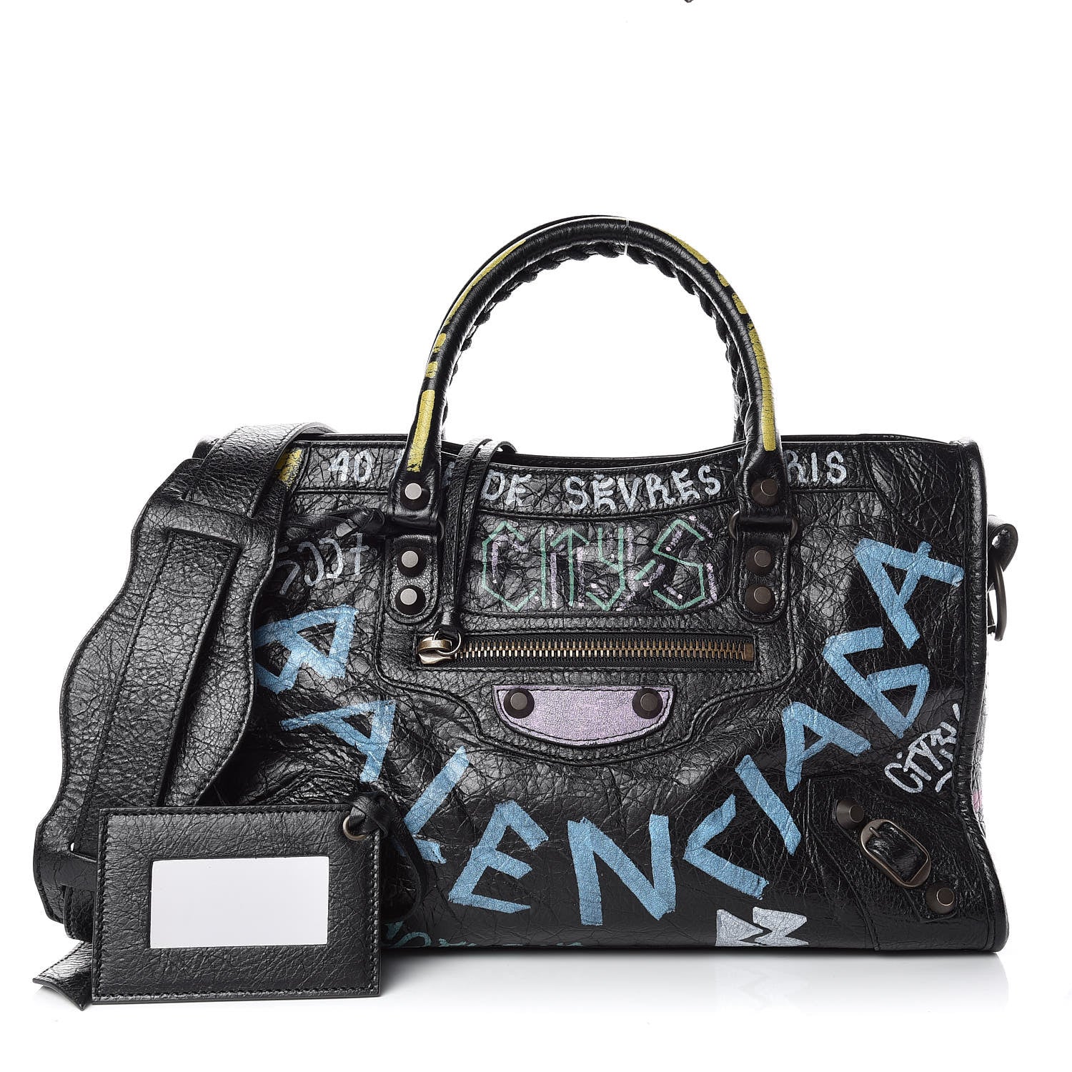 Balenciaga Agneau Graffiti All Over Classic Hardware S City Black Multicolor 1 of 14