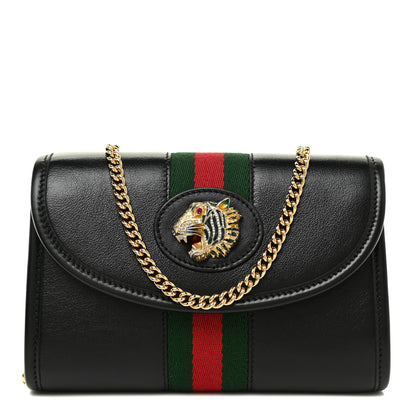 Gucci Textured Calfskin Web Mini Rajah Slim Flap Shoulder Bag Black 1 of 10