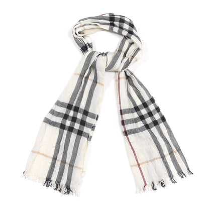 Burberry Wool Silk Gauze Giant Check Lightweight Scarf White 1 of 4