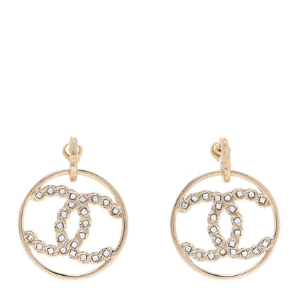 Chanel Crystal Chain Chanel Strass CC Drop Earrings Gold 1 of 5