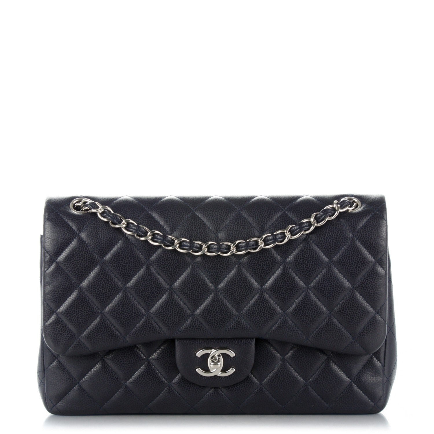 Chanel Caviar Quilted Jumbo Double Flap Navy Blue 1 of 10