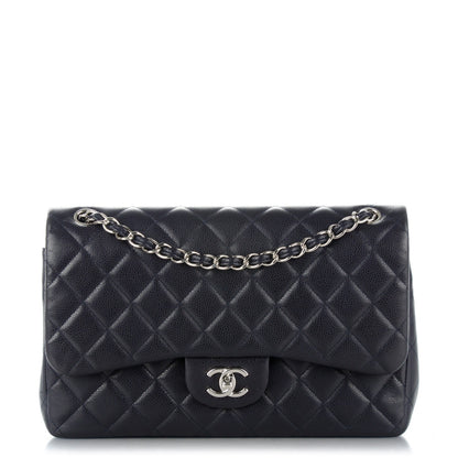 Chanel Caviar Quilted Jumbo Double Flap Navy Blue 1 of 10