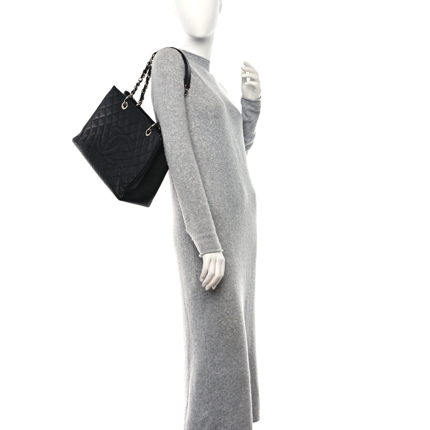 Caviar Quilted Grand Shopping Tote GST Black