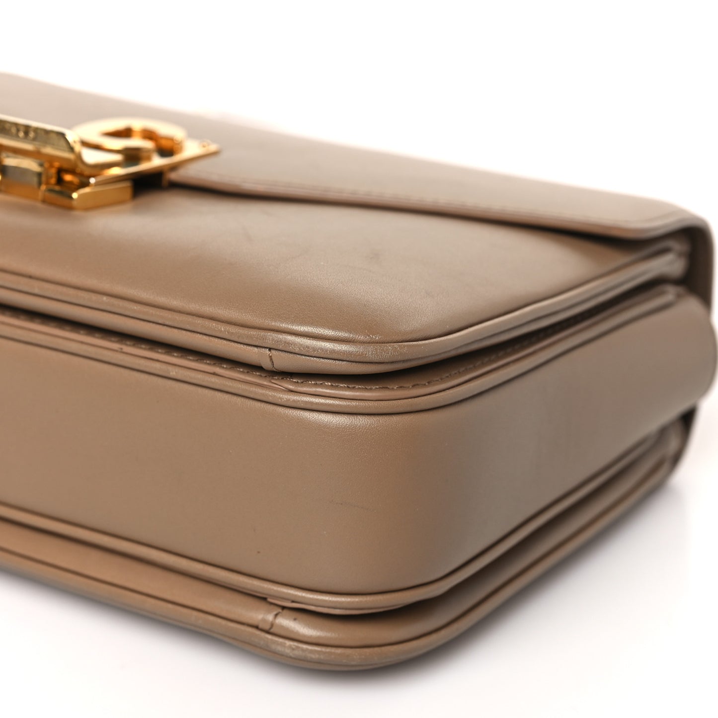 Shiny Calfskin Medium C Bag Light Camel