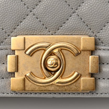 Chanel Caviar Quilted Medium Boy Flap Light Grey 10 of 11